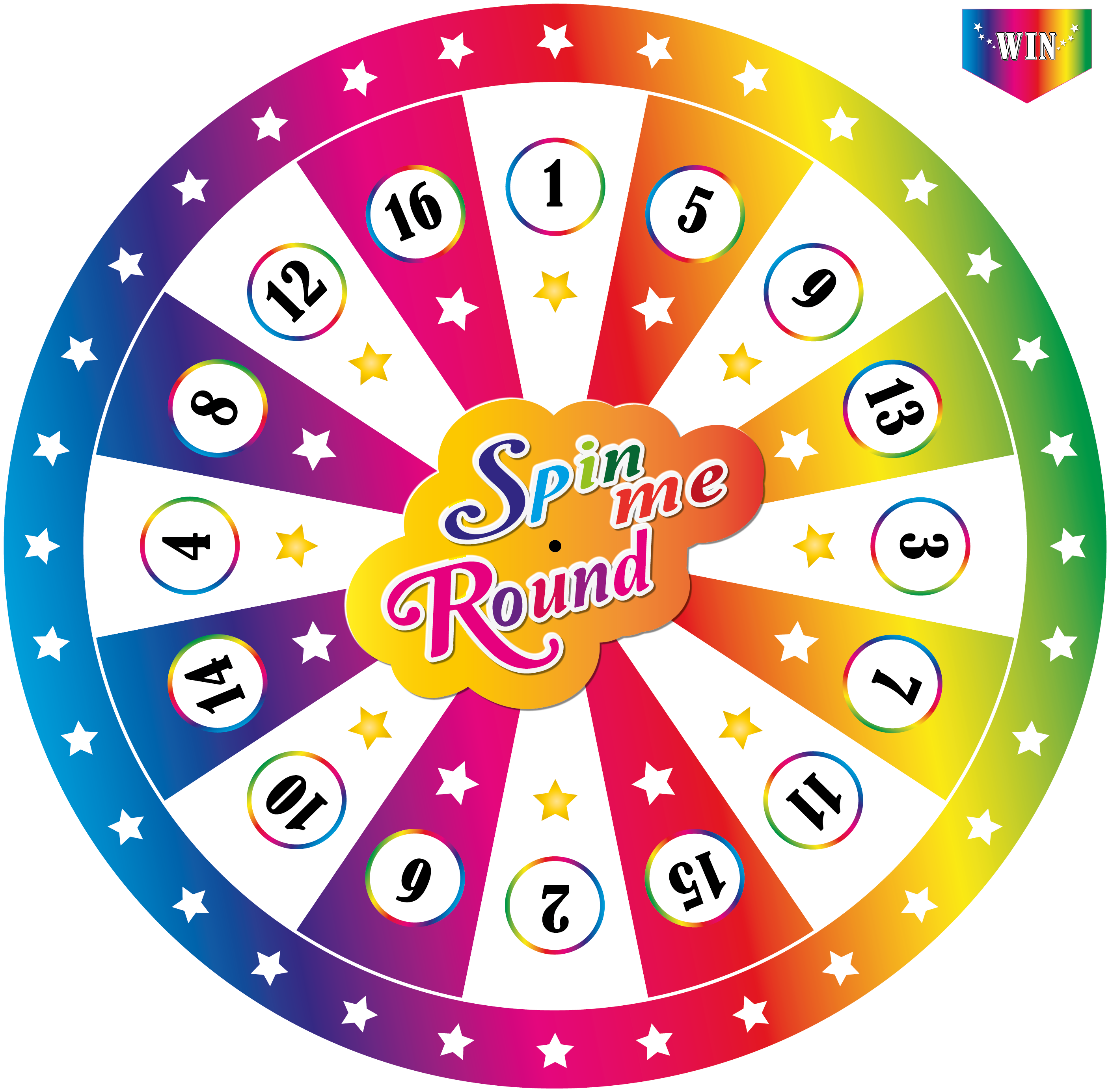 radvanfortuinshop.nl| Koop een rad van fortuin met een standaard design "Spin me round - 16 vakken"